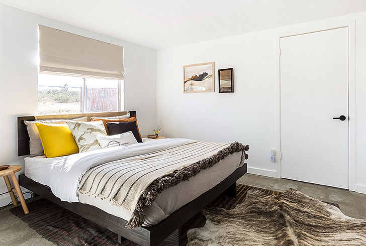 Anton bed in charcoal stain in guest room