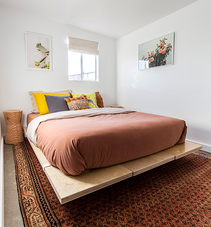 Guest bedroom with platform bed