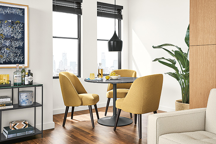 Yellow mid-century dining chairs