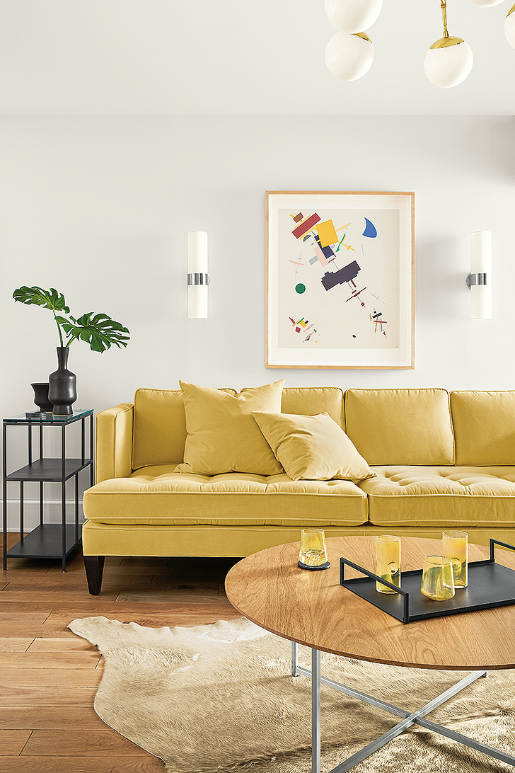Mid-century yellow Hutton sofa