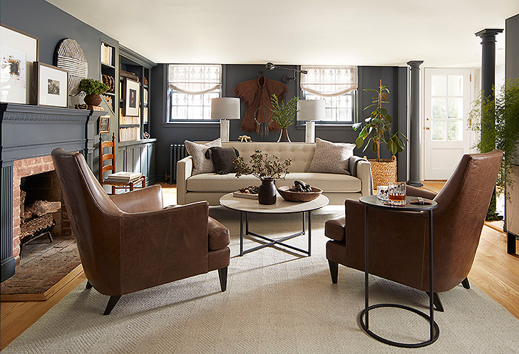 Modern masculine living room in Brooklyn
