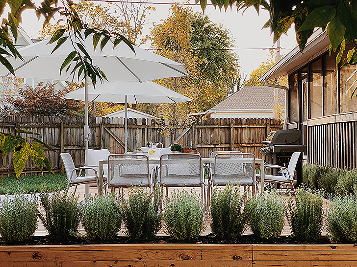 Lisa Diederich's backyard dining table and chairs