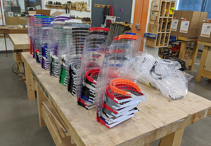 Face shields for healthcare workers produced at Open Works