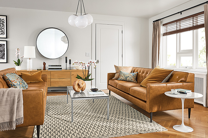 How To Mix Patterns In A Living Room, Pratt Leather Sofa