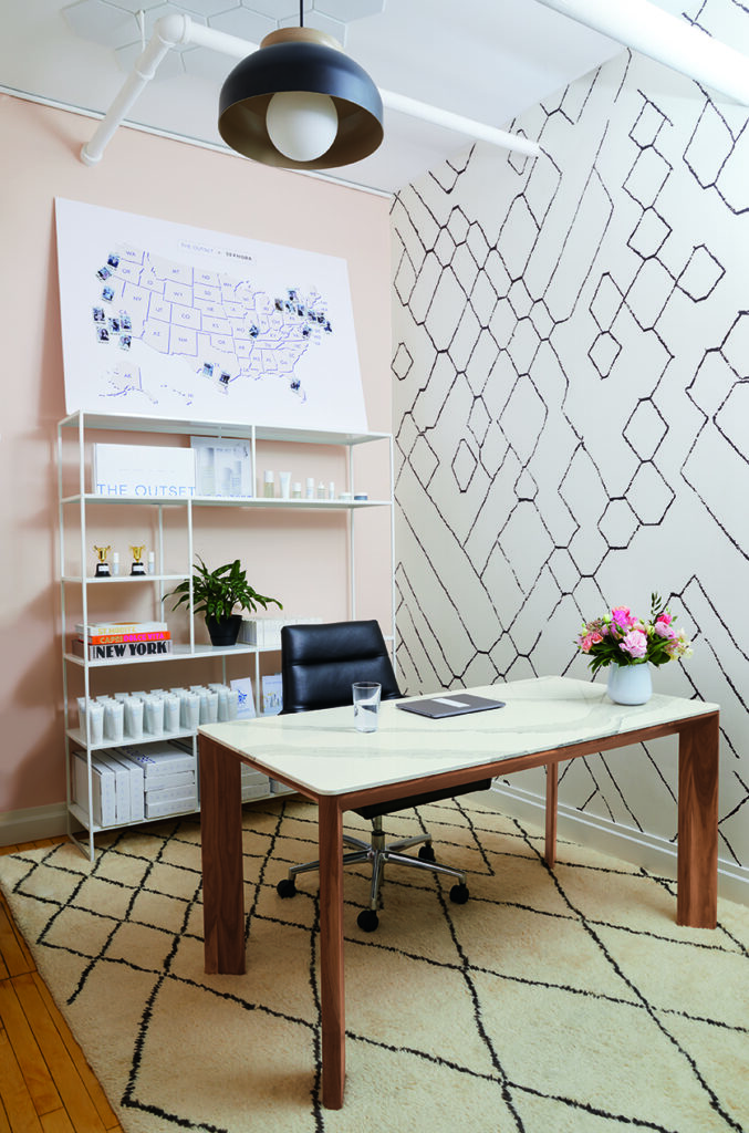 Pren desk and Foshay bookcase in The Outset's shared office.