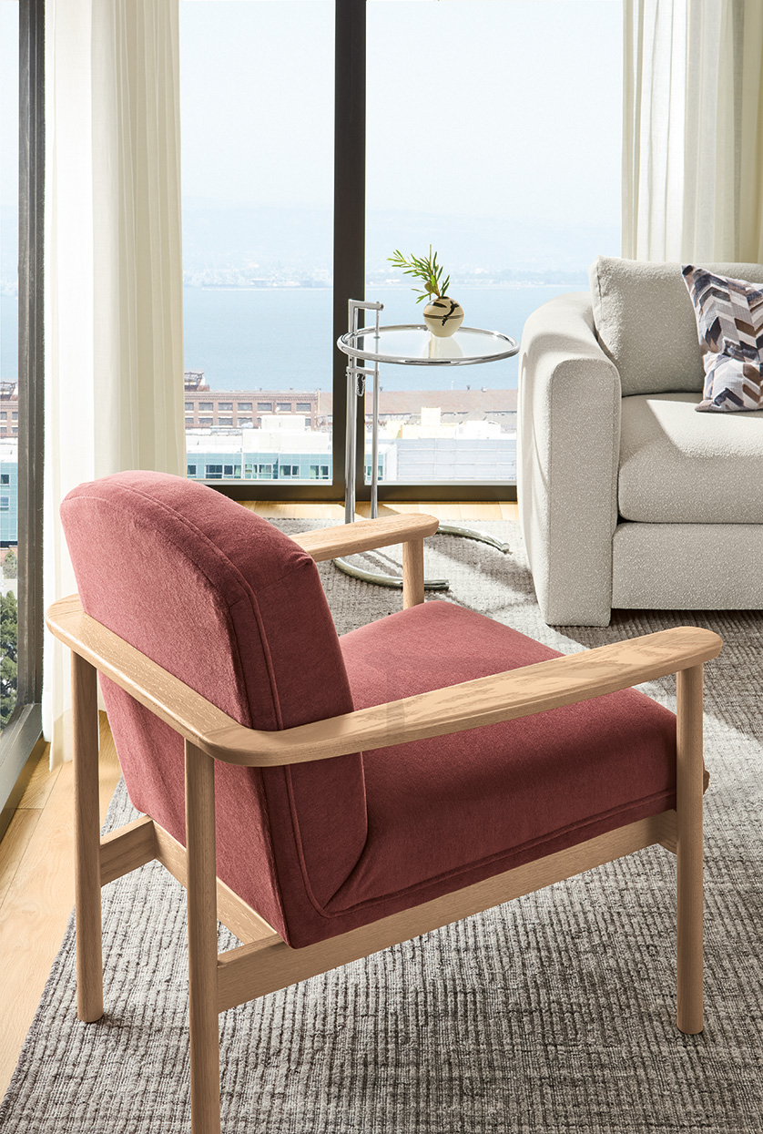 Back of Renew chair in modern living room.