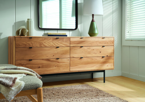 Hensley dresser in reclaimed elm in bedroom.